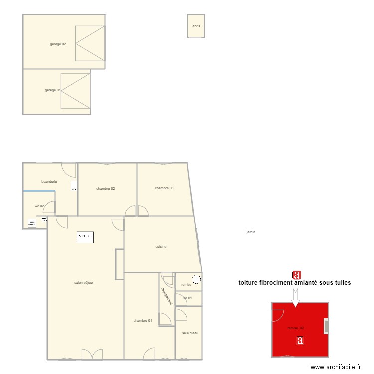 cotinet am. Plan de 16 pièces et 195 m2