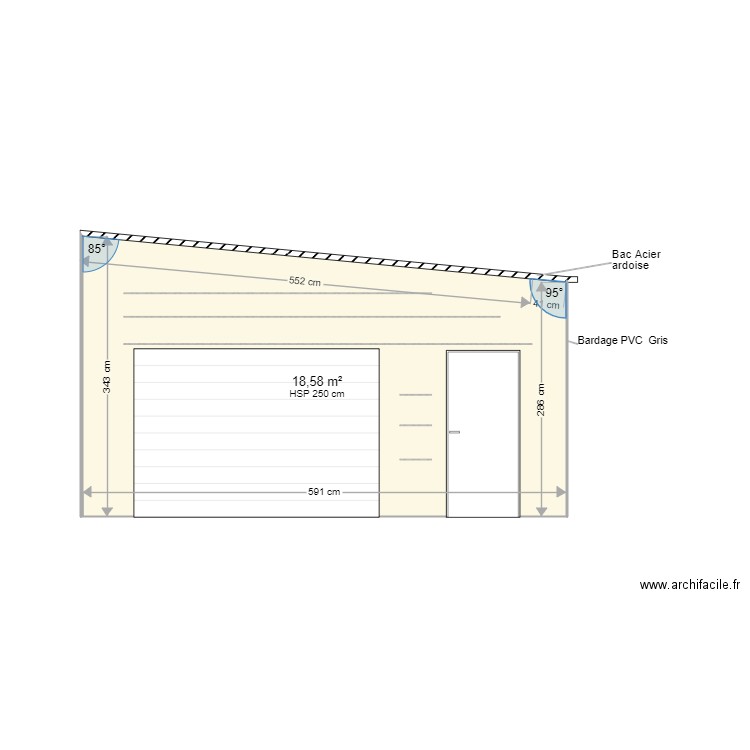 facade av garage. Plan de 1 pièce et 19 m2