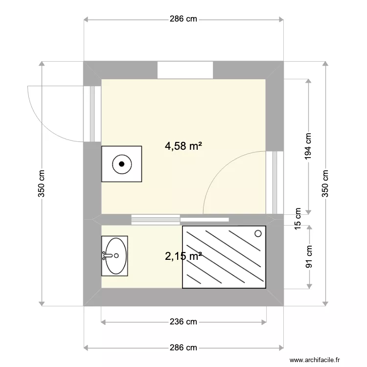 Salle de bain Bastogne 2. Plan de 