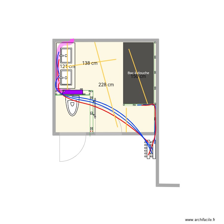 SDB. Plan de 1 pièce et 6 m2