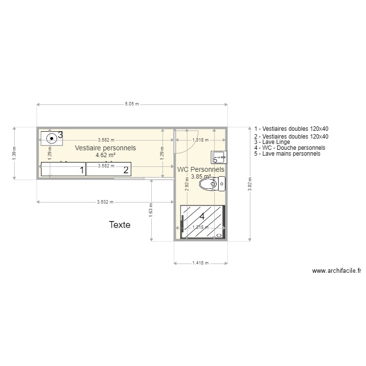 WC Personnels. Plan de 0 pièce et 0 m2