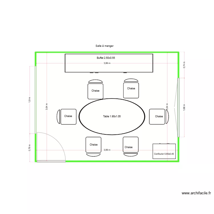 Salle &agrave; manger. Plan de 