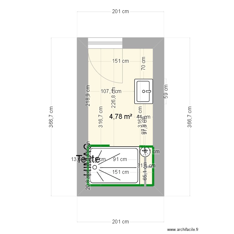 salle de bain bergevin. Plan de 1 pièce et 5 m2