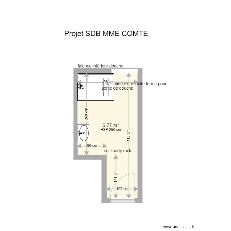 projet comte. Plan de 1 pièce et 7 m2