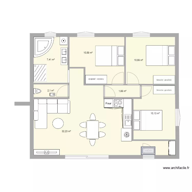 Appart haut Droite bis. Plan de Appart haut Droite bis. Plan de