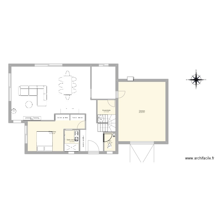 Maison 1. Plan de 5 pièces et 53 m2