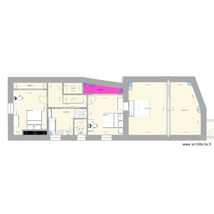 Saint-Léon Bourg - modifications. Plan de 15 pièces et 163 m2