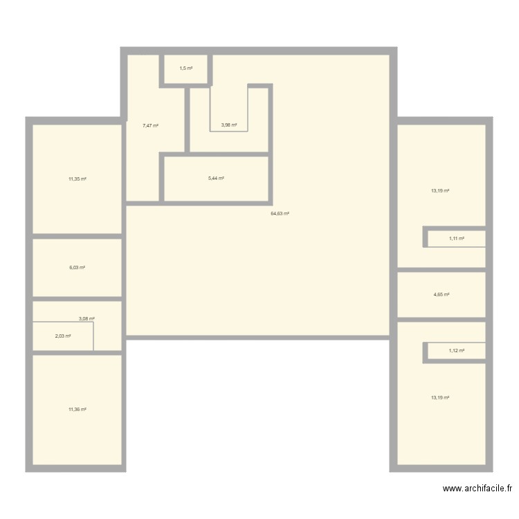 plan 2. Plan de 15 pièces et 150 m2