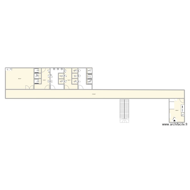 cut. Plan de 16 pièces et 108 m2