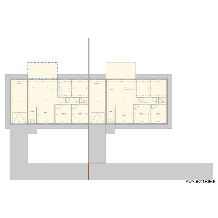 maison jumelée sernargent meublé. Plan de 14 pièces et 220 m2