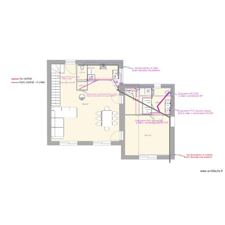 20171108 ARIOU plomberie rdc. Plan de 0 pièce et 0 m2