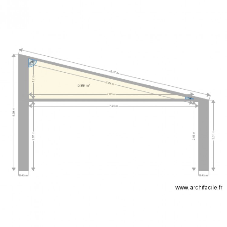plan toiture 1 pente. Plan de 0 pièce et 0 m2