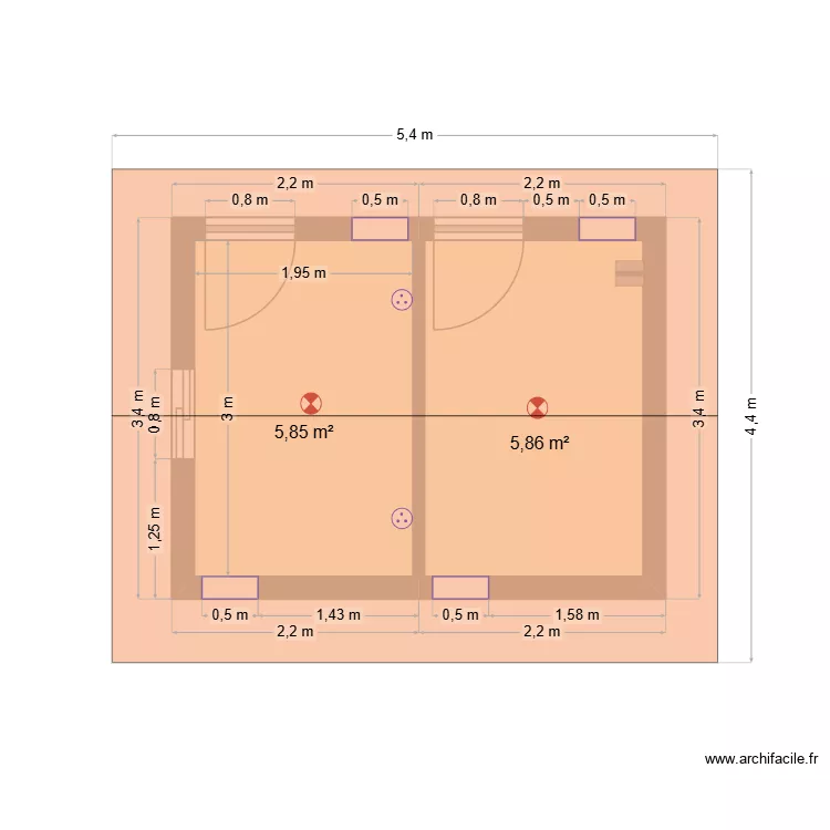 B&acirc;timent technique et AGR. Plan de 2  et 12 m²