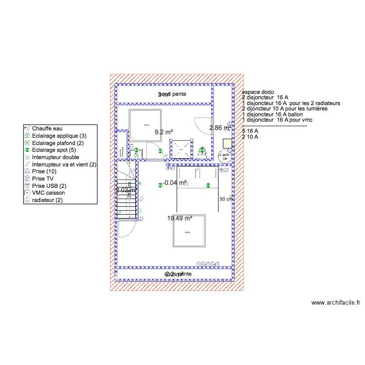 comble implantation électrique . Plan de 0 pièce et 0 m2