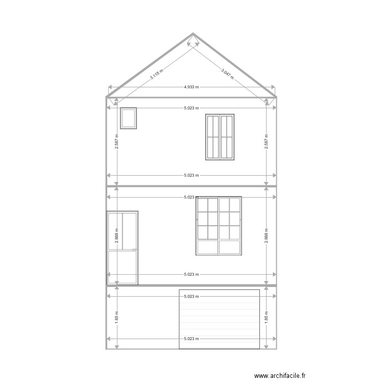 Façade . Plan de 0 pièce et 0 m2