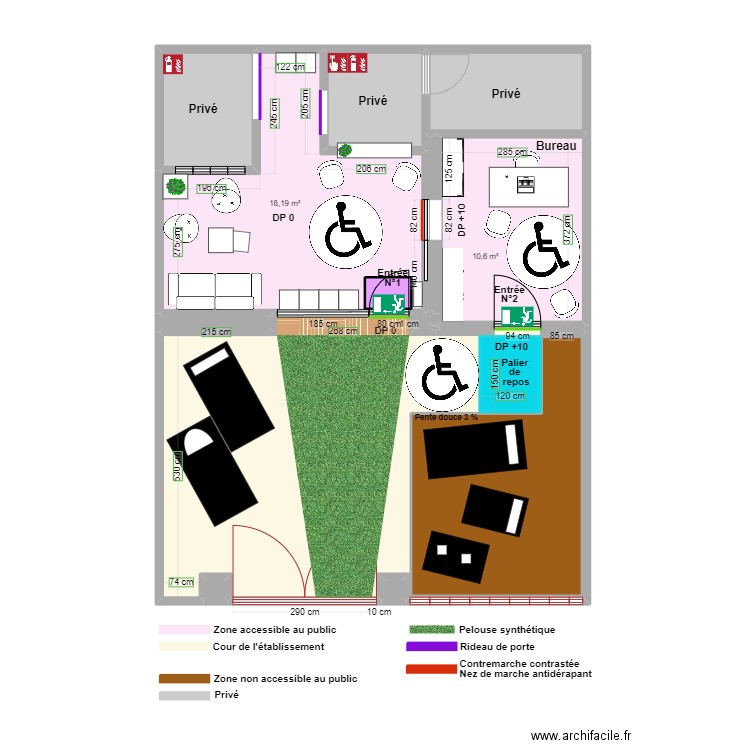 PHILAE SERVICES FUNERAIRES APRES TRAVAUX. Plan de 14 pièces et 104 m2