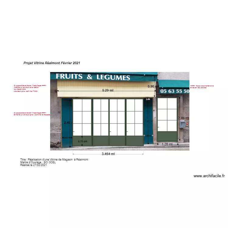 vitrine R&eacute;almont petit carreaux . Plan de 