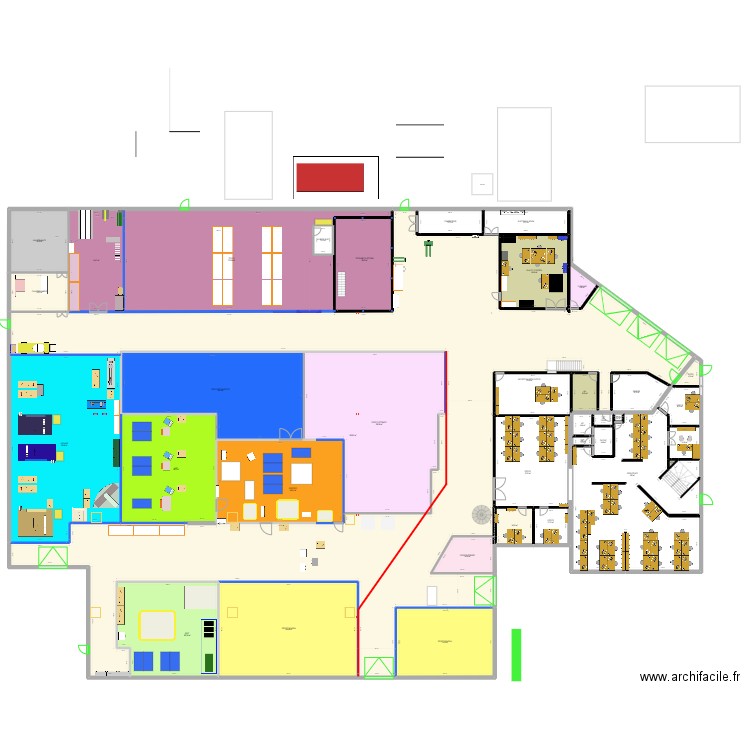 OHM RDC JBG surfaces. Plan de 36 pièces et 3018 m2