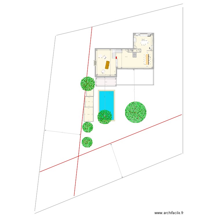 muscadelle RDC avec terrasse et piscine apres geometre2. Plan de 0 pièce et 0 m2