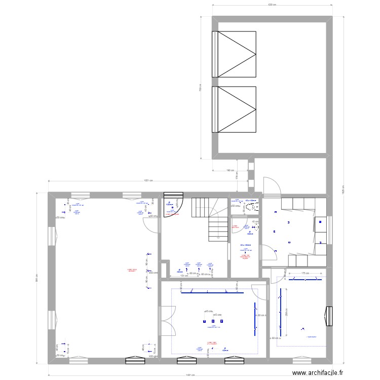 han. Plan de 8 pièces et 162 m2