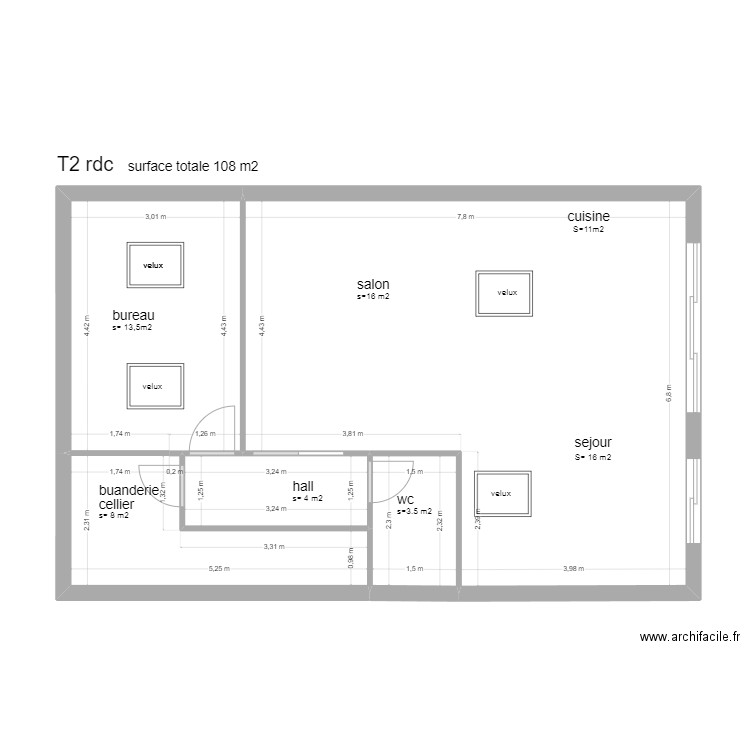 T2 rdc. Plan de 0 pièce et 0 m2