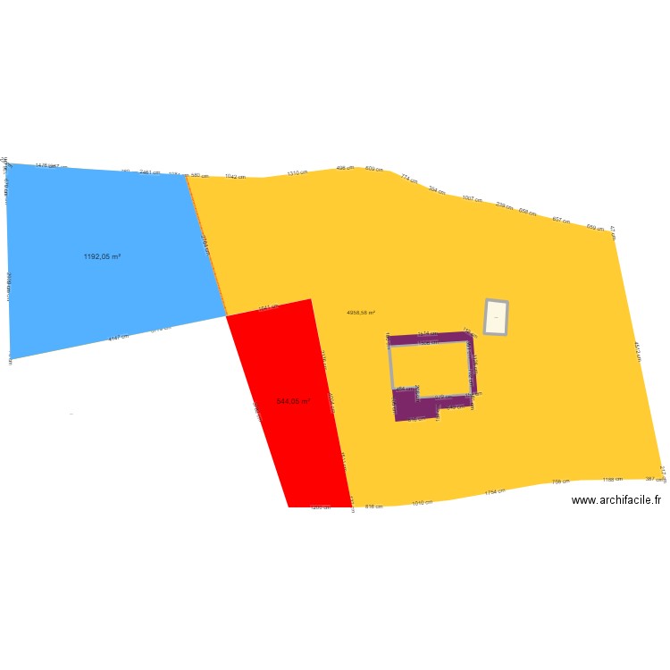 Plan de Masse 2e tracé. Plan de 1 pièce et 23 m2