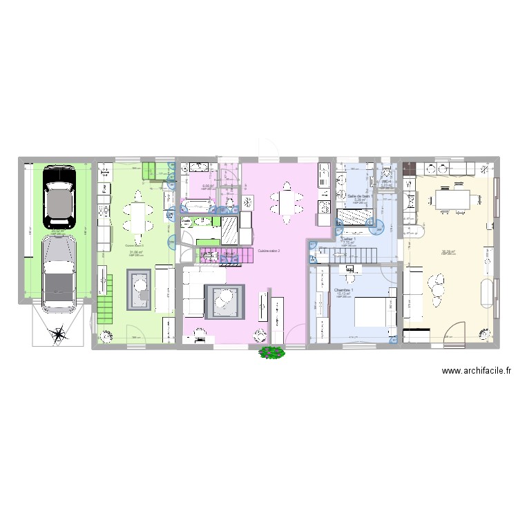 Maison Virieu. Plan de 10 pièces et 125 m2