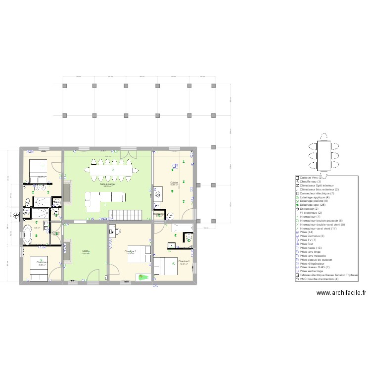 Plan couart emplacement elec V38. Plan de 18 pièces et 270 m2