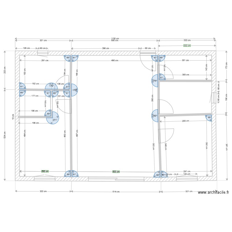 fredcotations. Plan de 6 pièces et 74 m2