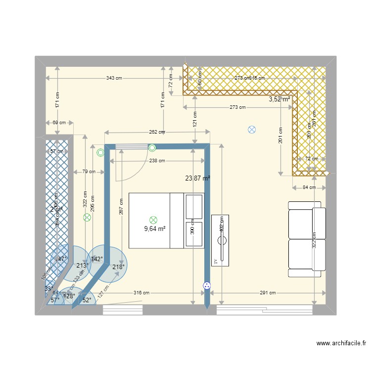 Travaux Landrain. Plan de 4 pièces et 39 m2