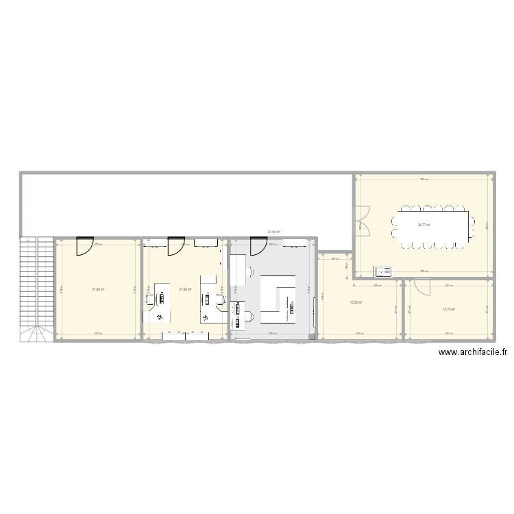 Mezzanine Atelier Bloc 26. Plan de 6 pièces et 132 m2
