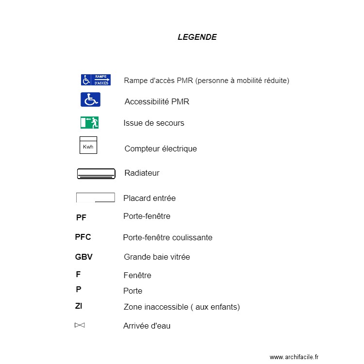 légende. Plan de 0 pièce et 0 m2