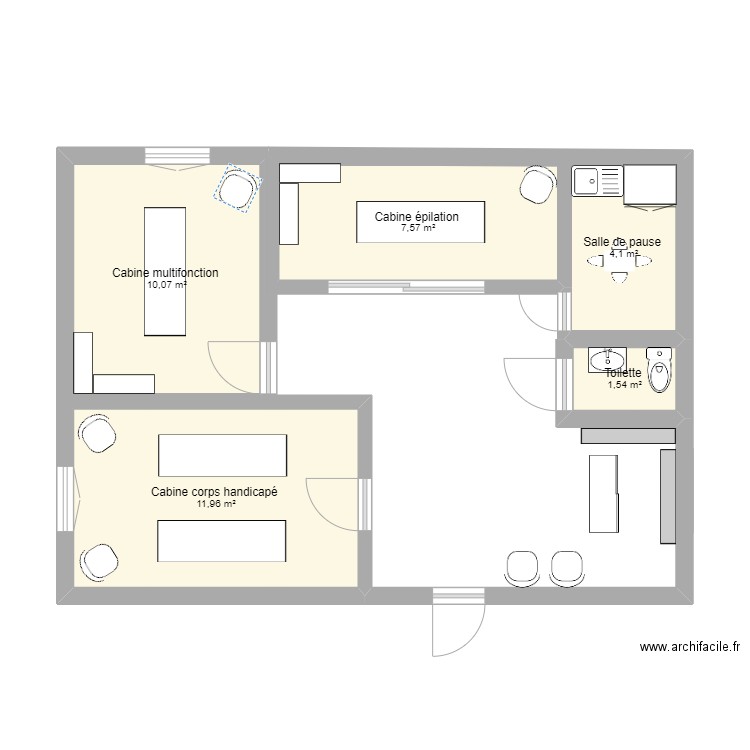 institut action pro  . Plan de 5 pièces et 35 m2