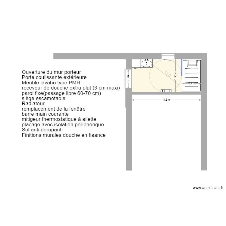 PETRONELLI. Plan de 1 pièce et 5 m2