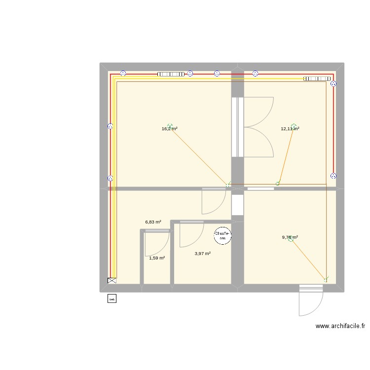 maison élec. Plan de 6 pièces et 50 m2