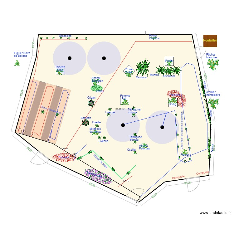 TRAME POTAGER. Plan de 1 pièce et 130 m2