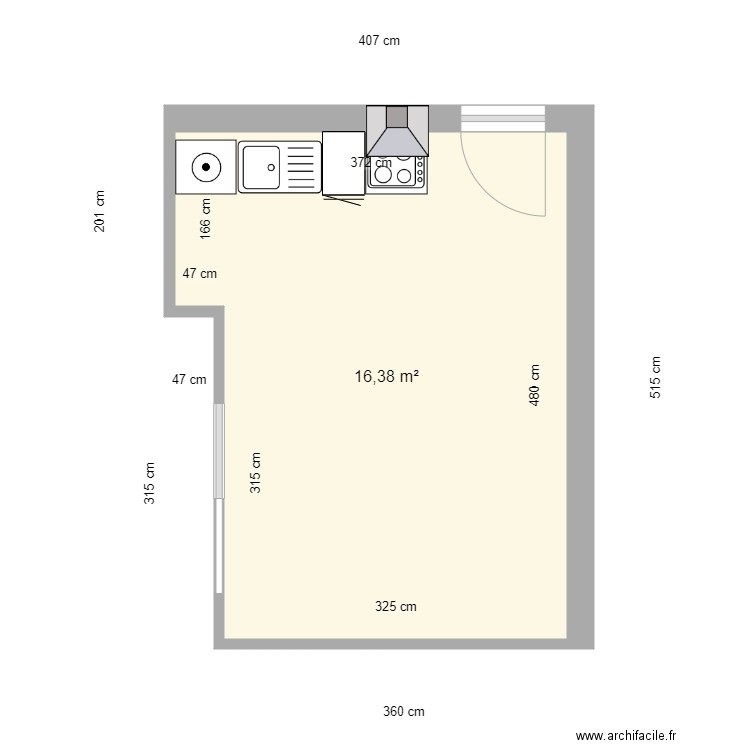 CORBINEAU. Plan de 1 pièce et 16 m2