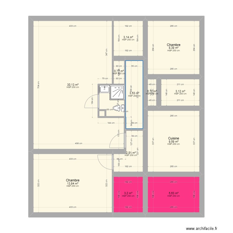 MOUNIR NOISY. Plan de 14 pièces et 87 m2