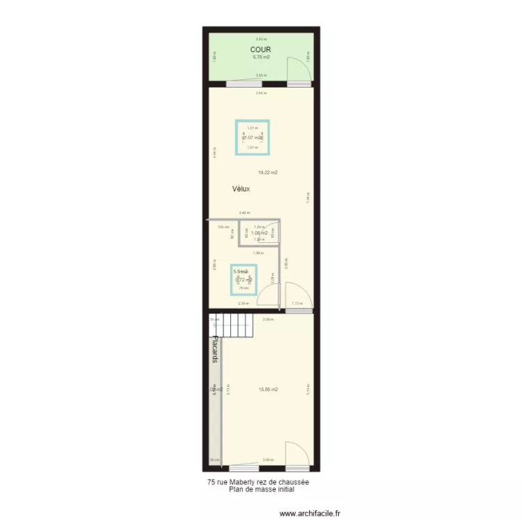 Plan de masse rez de chauss&eacute;e 75 MABERLY. Plan de 