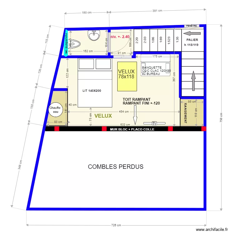 TRAVAIL ETAGE SUR BON. Plan de 