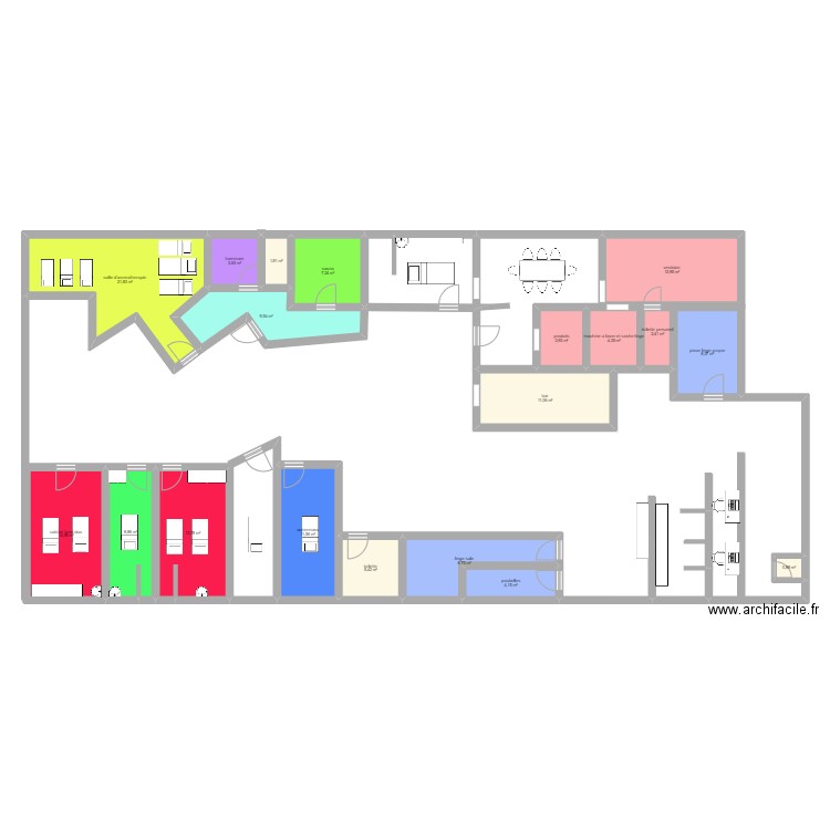 day spa. Plan de 19 pièces et 156 m2