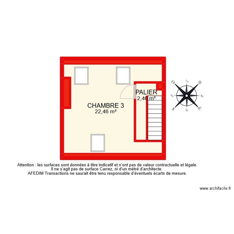 BI 6936 ETAGE 2. Plan de 7 pièces et 29 m2