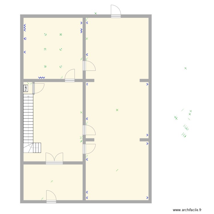 Schema de position Loic Schroeder RDC. Plan de 4 pièces et 145 m2