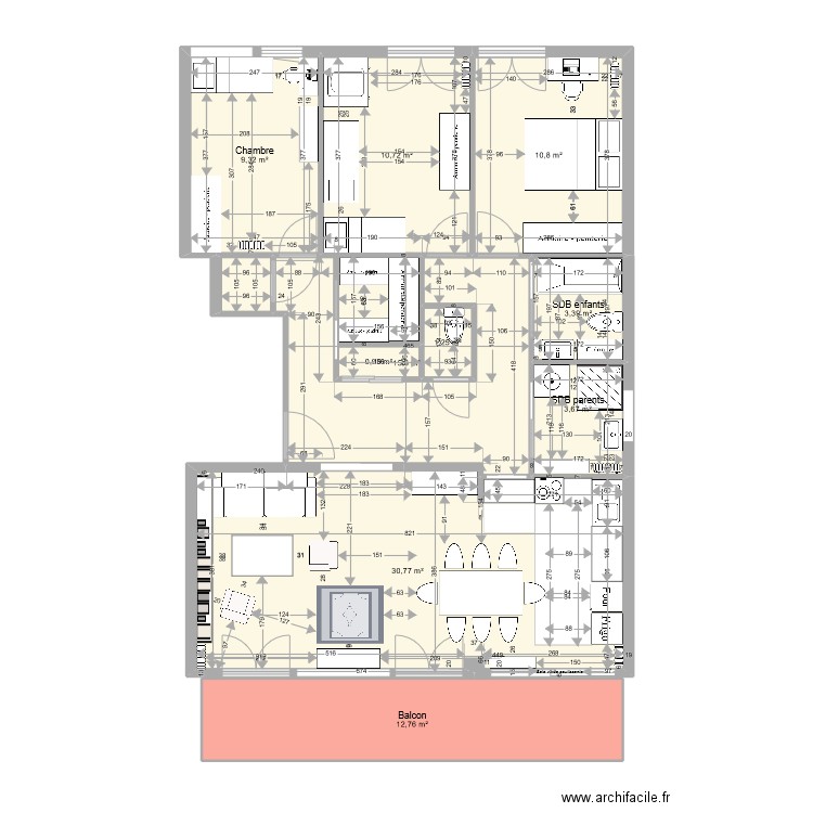 67-1 - OPTION 5 - V1. Plan de 11 pièces et 100 m2