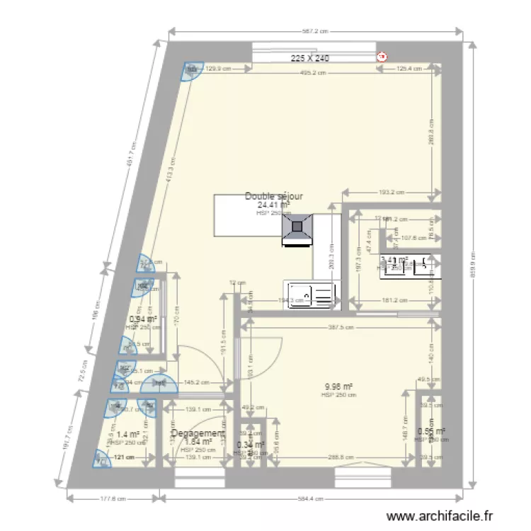 Appartement N 1 apr&egrave;s travaux. Plan de 