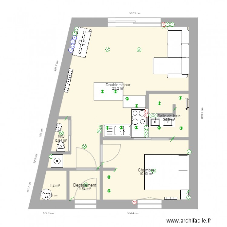 Appart RDC Electricite. Plan de 0 pièce et 0 m2