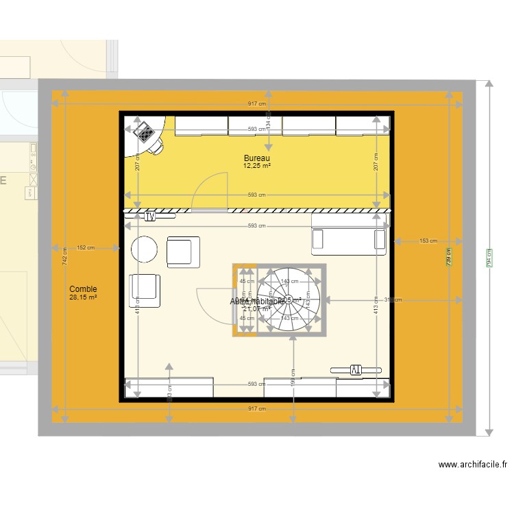 Projet Extention 40m2 combles V2. Plan de 22 pièces et 227 m2