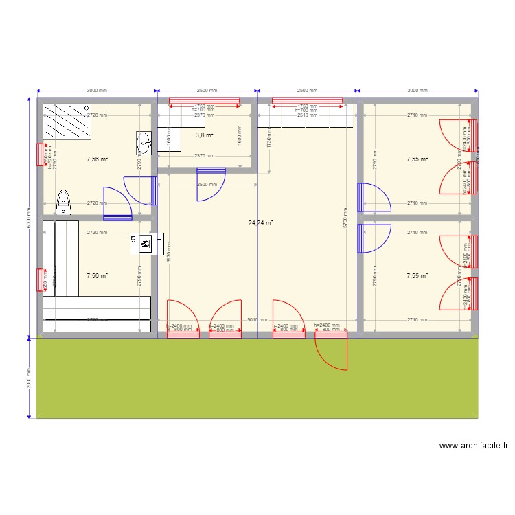 Звенигород. Plan de 7 pièces et 78 m2