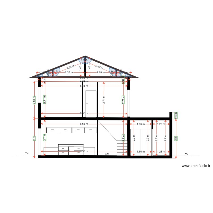 PLAN COUPE AA. Plan de 0 pièce et 0 m2