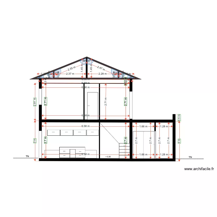 PLAN COUPE AA. Plan de 